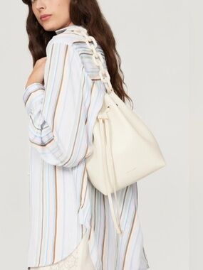 Mansur Gavriel Twist Cream Drawstring Bucket Bag